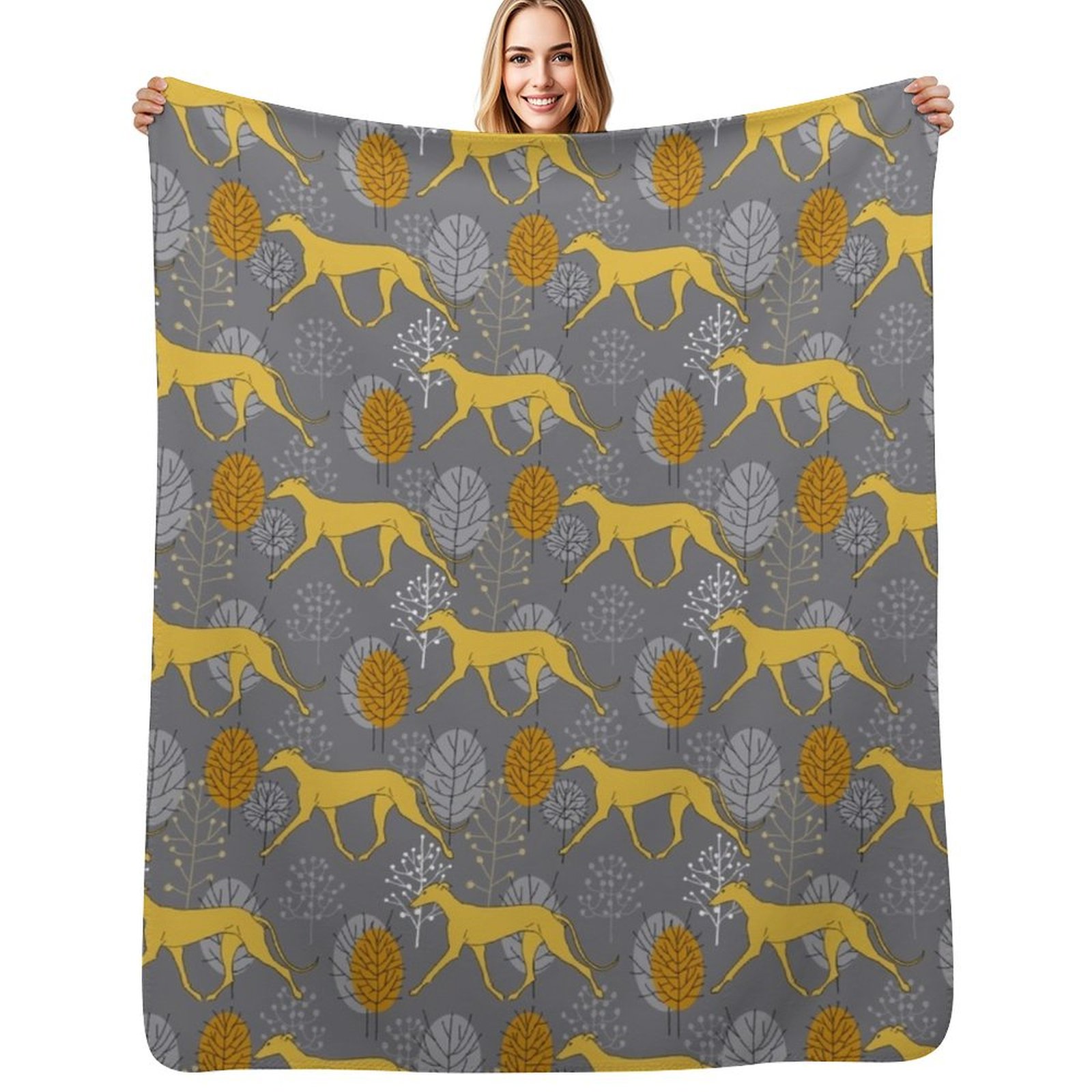 Luxury Bags Yellow - Trotting yellow galgos Throw Blanket christmas