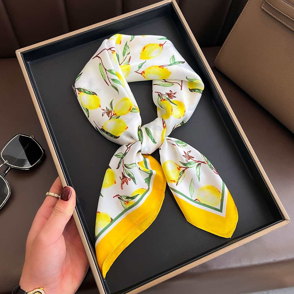 Luxury Yellow Lemon Print Squa - Luxury Bags Yellow review and price