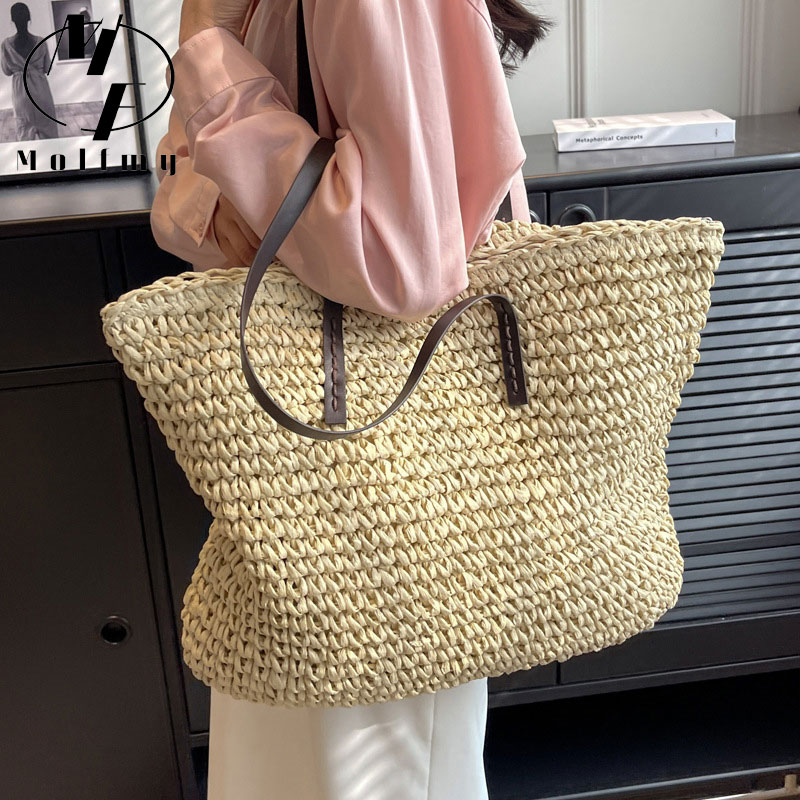 Straw Woven Tote Bags Casual L - Luxury Bags Store review and price