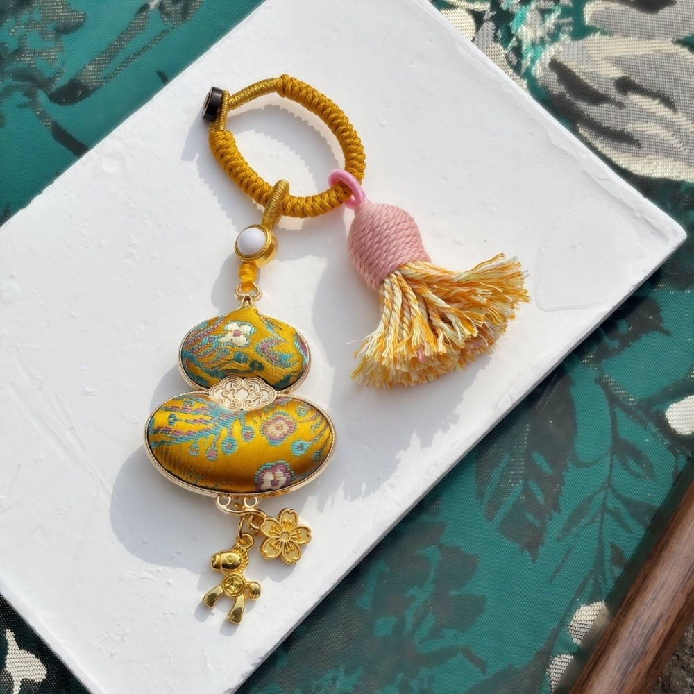 Luxury Brocade Gourd Pendant B - Luxury Bags Yellow review and price