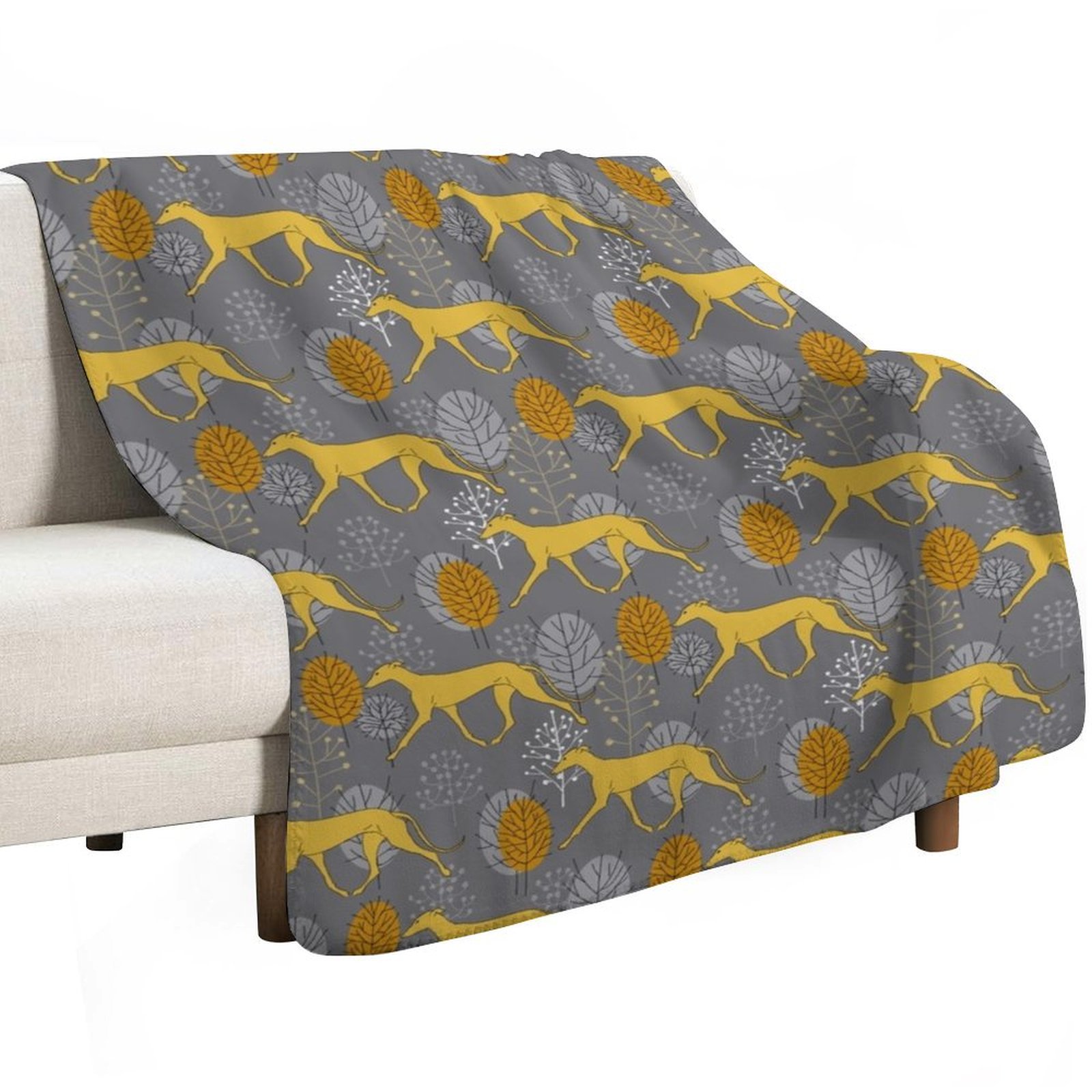 Trotting yellow galgos Throw B - Luxury Bags Yellow review and price